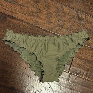 Hollister Olive Green Ruffled Swim Bottom